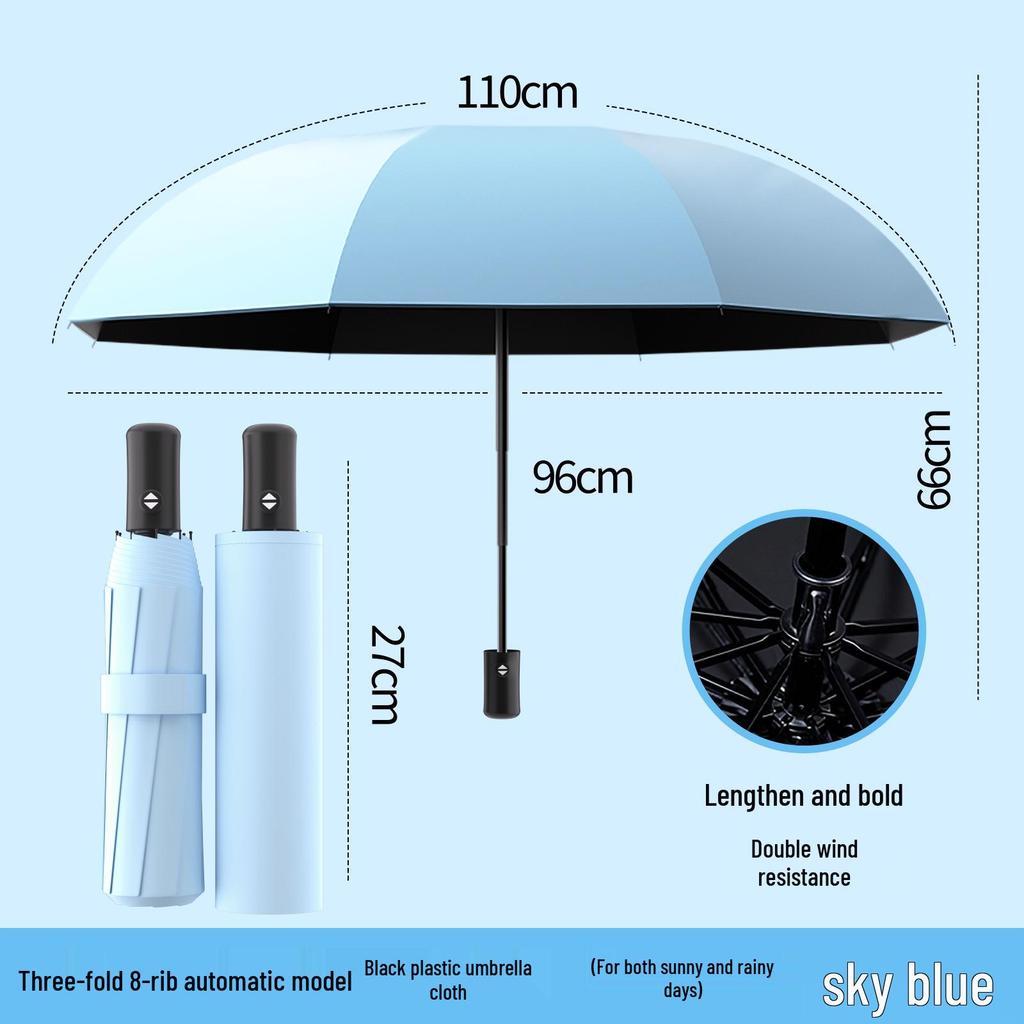 Dual-Use Anti-UV Large Folding Umbrella for Rain and Shine