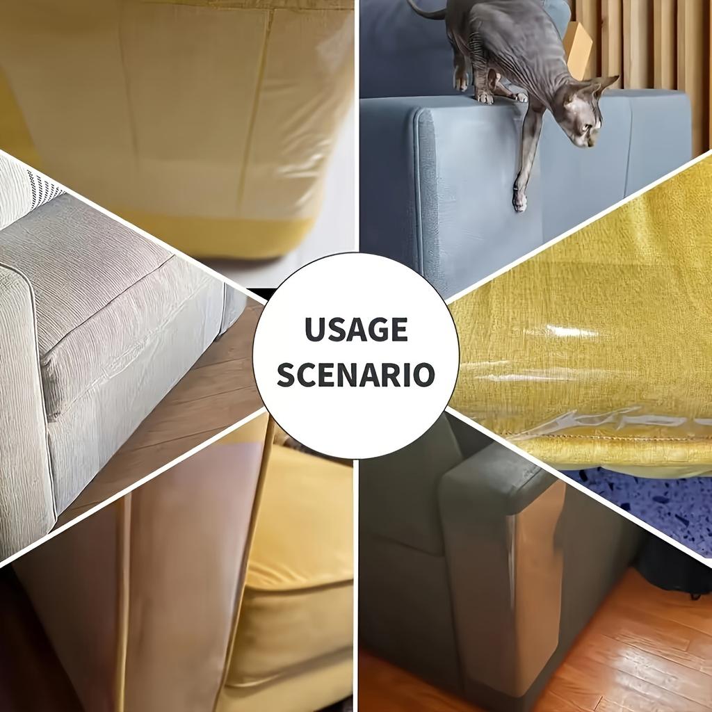 1/5pcs-Safe No Pins Cat Scratch Furniture Protectors - Hassle-Free Self Adhesive Couch Defender, Invisible Clear Tape Deters