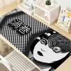 Gaming Mouse Pad with Antislip Base and Stitched EdgesBlack  White Horror Manga Girl Print Desk Mat for PC Laptop Gaming