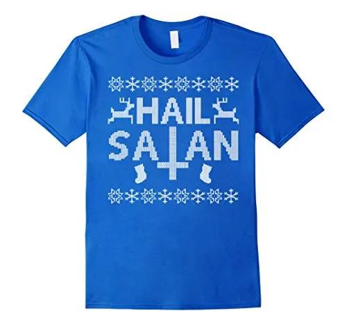 Ugly Christmas Sweater Hail Satan Xmas Gift TShirt 100 Cotton ONeck Summer Short Sleeve Casual Mens Tshirt Size S3XL