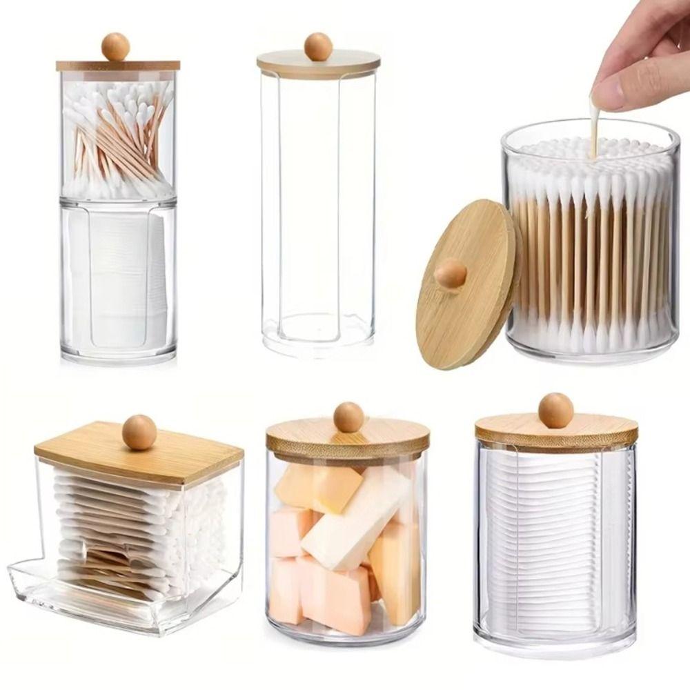 2/3/4Pcs Transparent Window Cotton Ball/Swabs Dispenser Save Space Plastic Storage Box  Cotton Pad