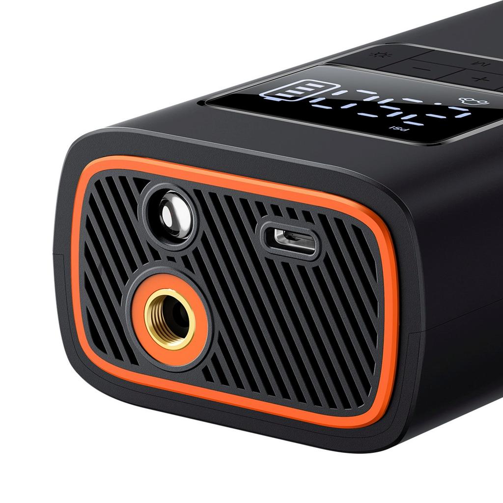 Battery-powered compressor, tire pump with display, 50W, 4000mAh - black