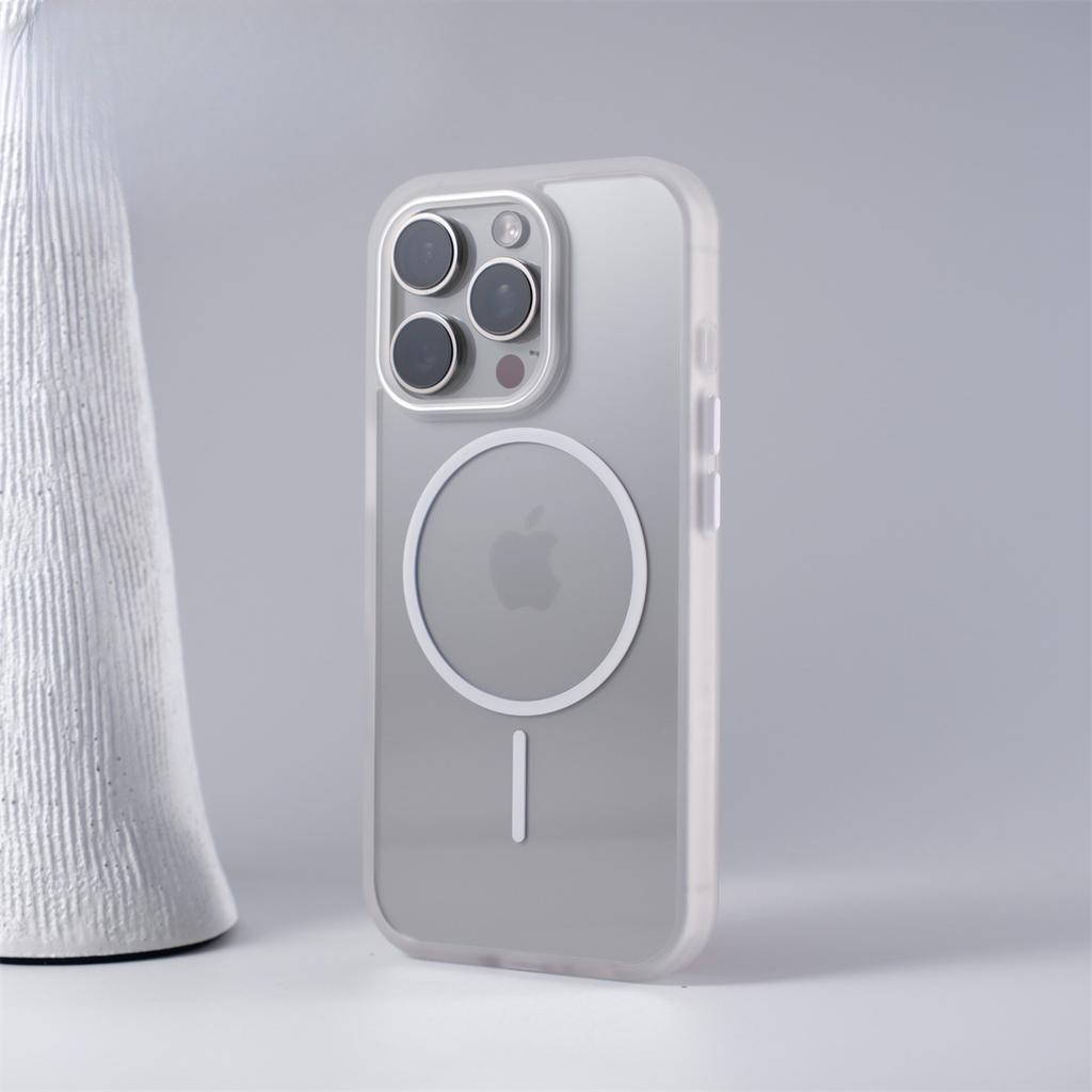 New IPhone16 Transparent Thin Ring Magnetic Suction Phone Case Suitable for Apple 15promax Simple Anti Fall Protection Case