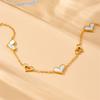 Gold Plated Heart Shell Bracelet, Dainty Open Solid Heart Charm Link Chain, Minimalist Everyday Jewelry for Women Gift