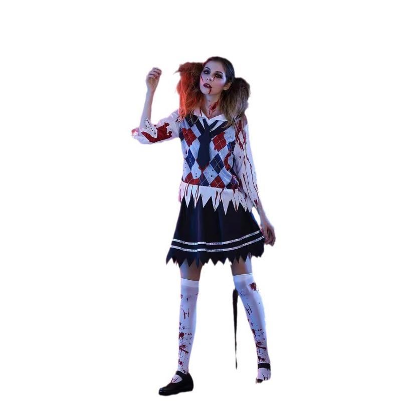 Halloween, Erwachsenenkostüm Thriller Vampir Hexe Blutbeflecktes Studenten-Brautkleid, Aufführungskostüm