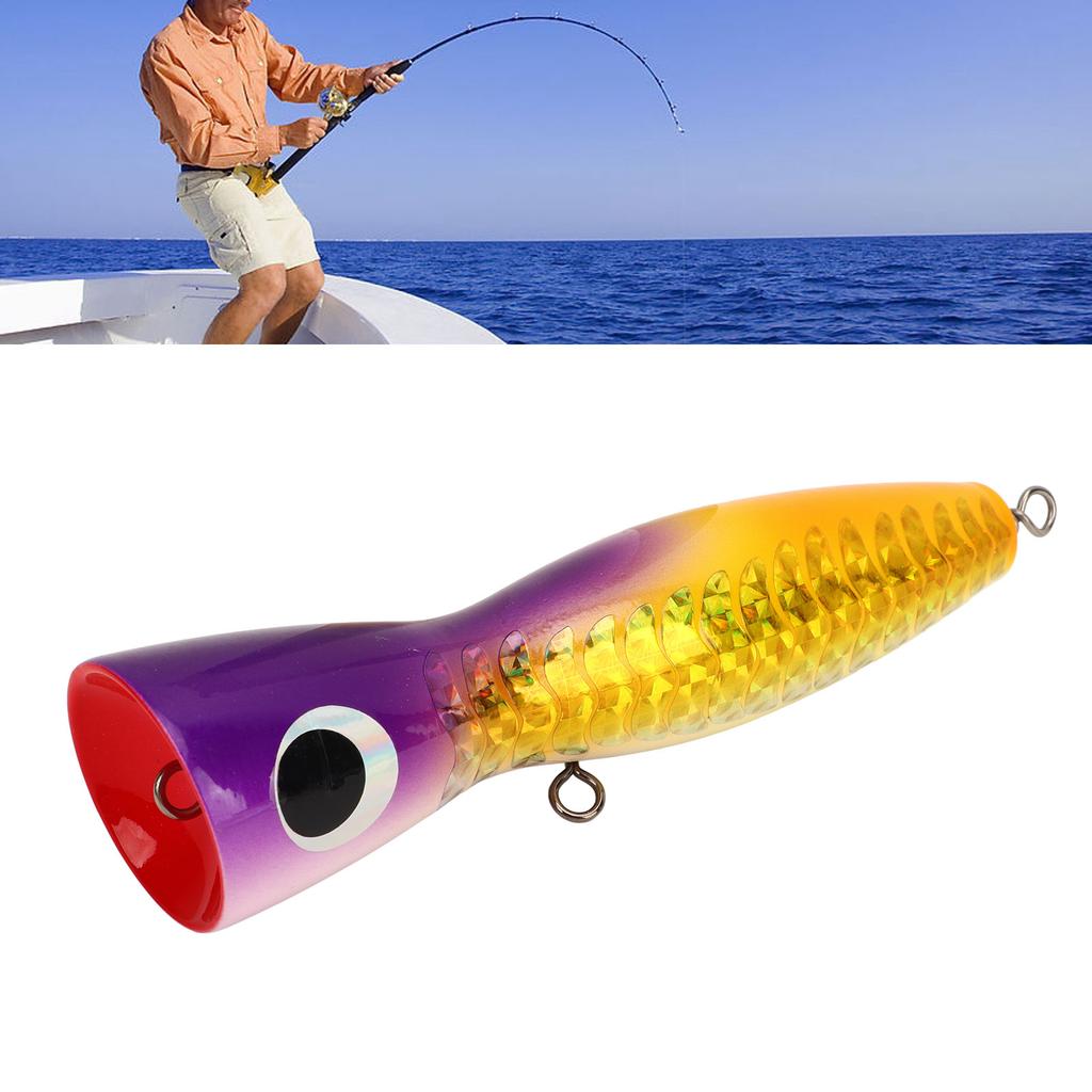 Big Popper Lure Attractive Color Reflective Design Basswood 18cm 120g Wooden Bait for Bass Tuna GT Trout