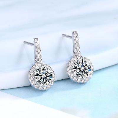 S925 Sterling Silver kulaté diamantové zirkonové náušnice vykládané náušnice Japonské a korejské elegantní náušnice