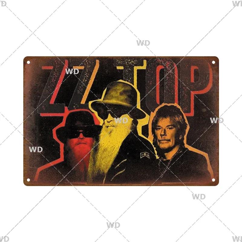Tin Sign ZZ TOP Rock N Roll Poster Decorative Plaque Metal Signs Retro Vintagge Wall Plate For Home Club Pub Gift Wall Decor