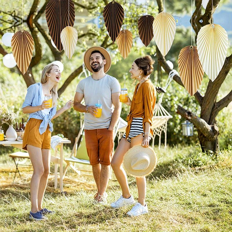 9PC/Set Mixed Color Boho Leaf Design Classroom Classroom Decorations Elegant Hanging Folding Leaves For Party 2 Colors