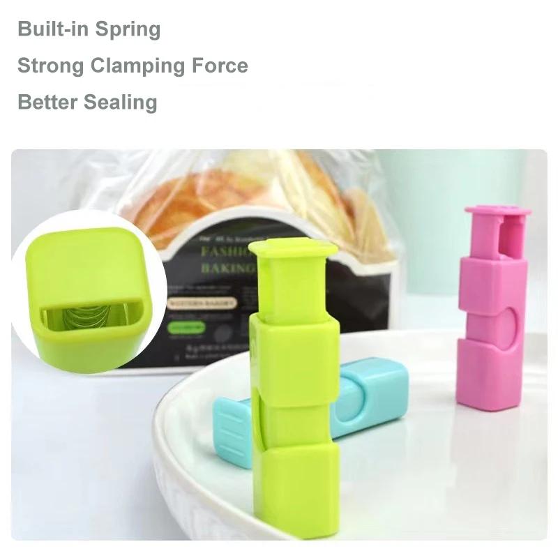 15pcs/set Food Sealing Clips Bread Storage Bag Clips For Snack Wrap Bags Spring Clamp Reusable Kitchen Organization Clamp