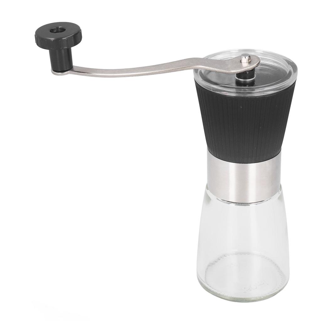 Manuelle Kaffeemühle Glas Edelstahl Multifunktional Gleichmäßiges Feines Mahlen Handkurbel Kaffee