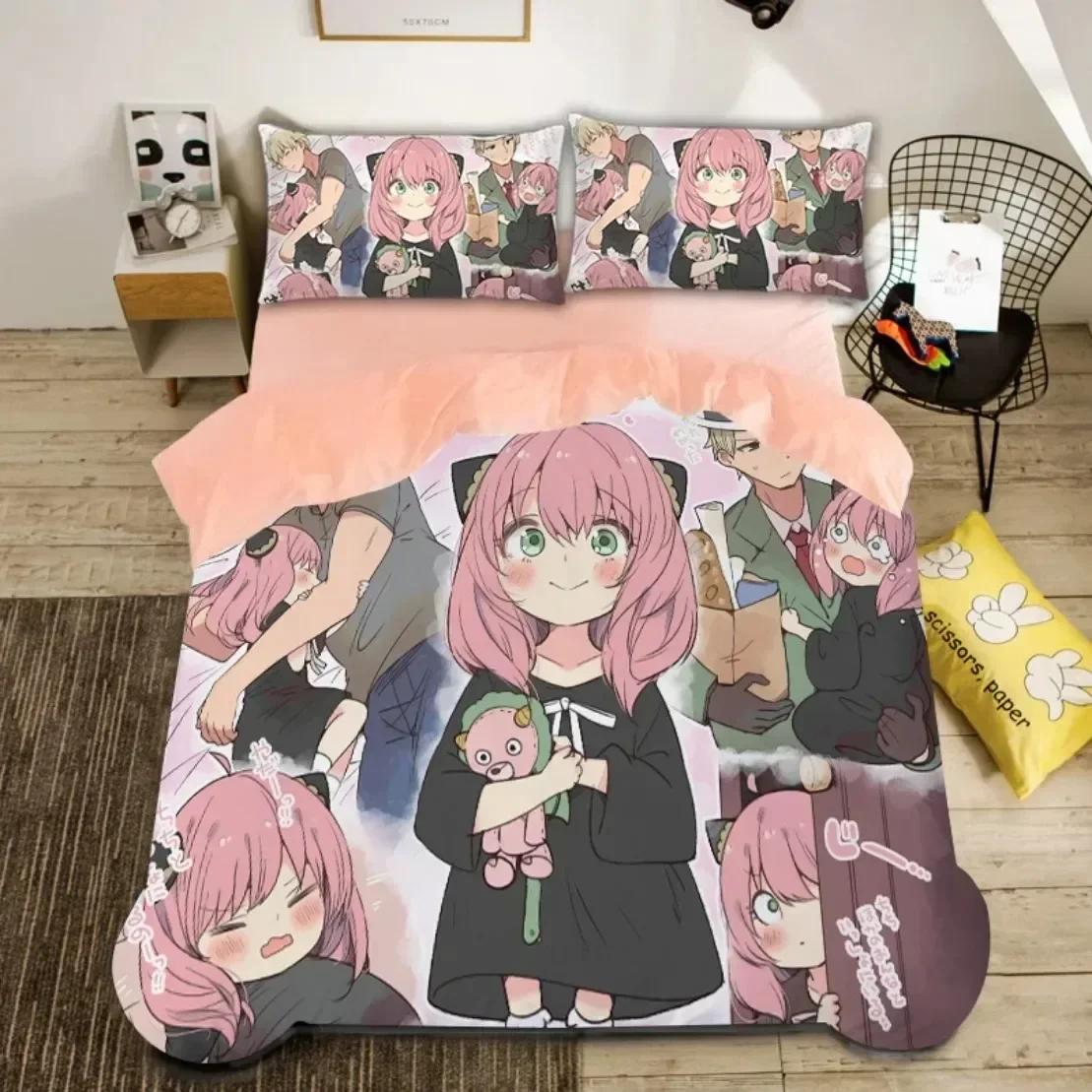 

Comforter New 3D Anime Spy Family Bedding Set Kawaii Girls Anya Print With Bed Soft Queen King Size Bedclothes Home Comforter (quilt)-EU Single(135*200cm)3pcs