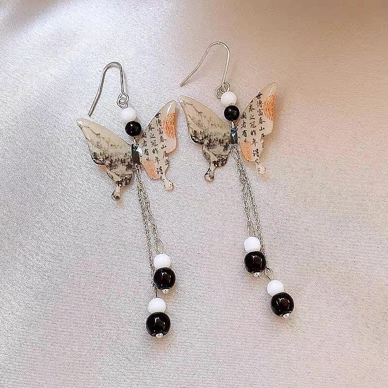 Trendy New Chinese Style Earrings Alloy Material Unique Design Silver Color
