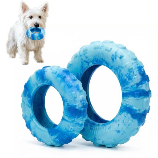 Interactive Dog Toy Tire Shape Textured Dog Chew Toy Teeth Cleaning Toy for Aggressive Chewers Tug-of-War Toss And Catch