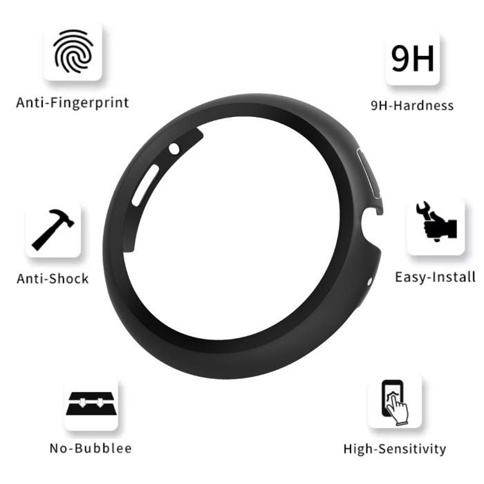Carcasă compatibilă cu Google Pixel Watch 3 / Watch 2 / Watch - 41 mm - Carcasă neagră cu protecție rigidă, ecran din sticlă securizată Phonillico®