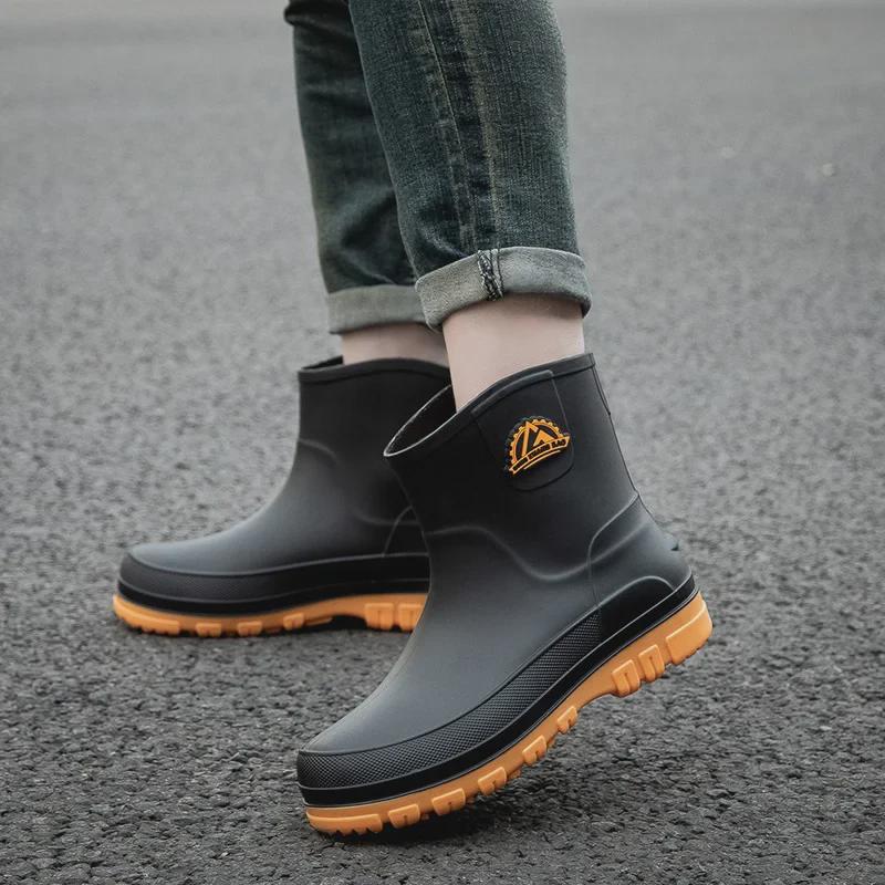 Men's Waterproof Non-Slip Mid-Tube Fashion Rain Boots