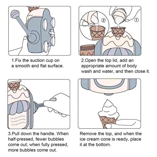 Ice Cream Foam Maker Bath Toy Toddlers Bath Bubble Machine Boys Girls Bubble Ice Cream Foam Making Shower Toy Pretend Cake Play Set