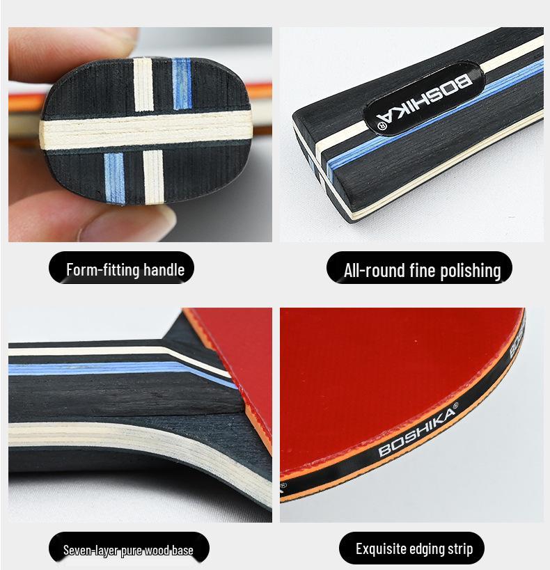 Boshi Ka Table Tennis Set: High-Elastic Rackets with Horizontal Grip - Includes 2 Rackets & 3 Balls for Beginner Training