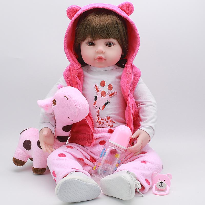 48cm Cloth Body Fawn Short Curly Hair Reborn Doll Toy