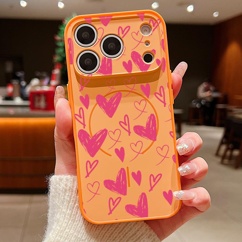 Cute Candy Love Heart Case For iPhone 17 18 Pro Max Magnetic For Magsafe Skin Feel Hybrid Phone Cover For iPhone 16 15 14 13 Pro Max