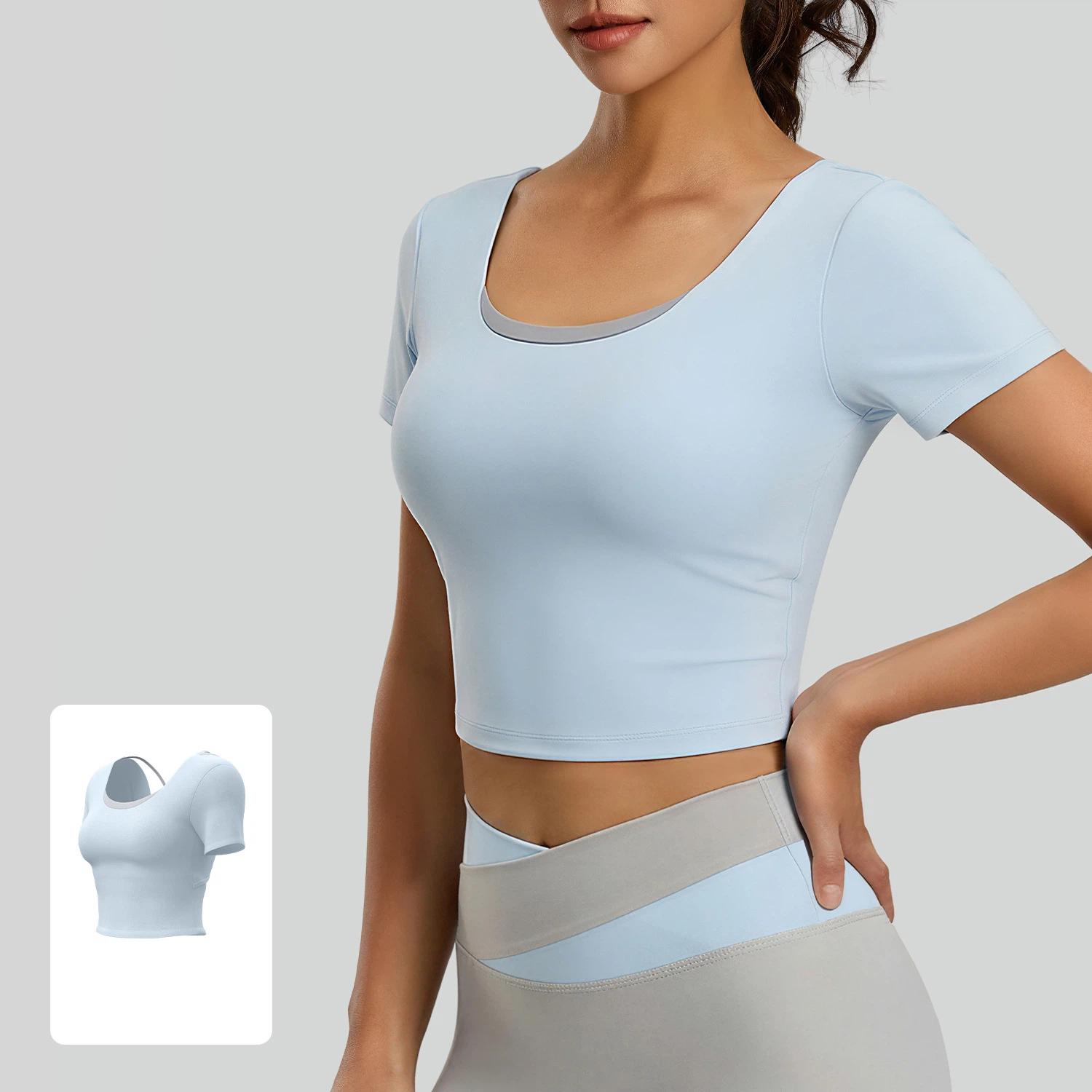 

2026 New Summer Breathable Yoga Wear Tops Women Outdoor Running Sports Fitness Wear Short Sleeves XXL