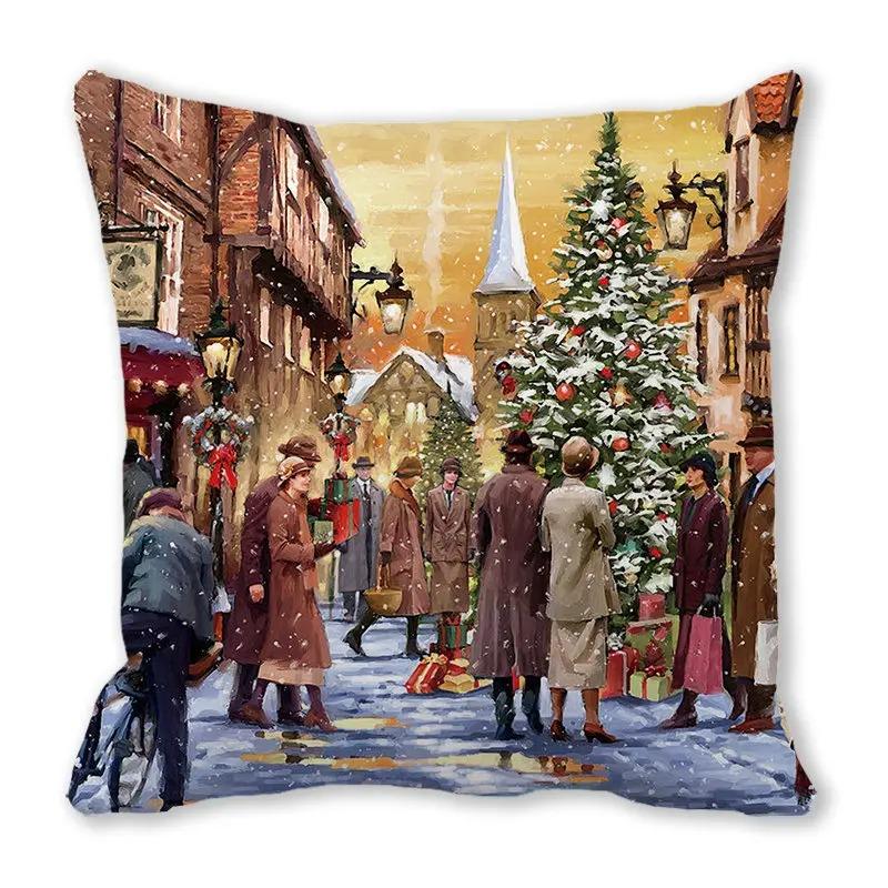 Christmas Themed Pillowcases Car Accessories Office Santa Claus Living Room Sofa Home Pillowcases