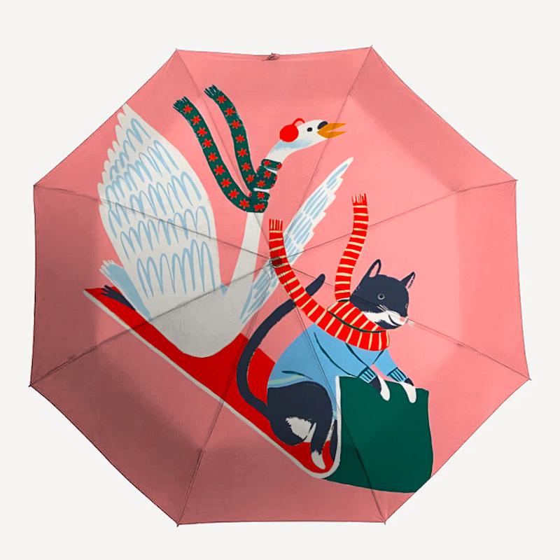 1pc Sledging Winter Fun Automatic Open/Close Umbrella - Compact Travel Umbrella with 8-Rib Durable Frame, Lightweight & Portable Design z80