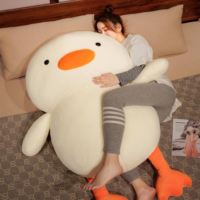 Giant Princess Duck Plushie Soft Sleeping Duck Hug Pillow Cushion For Kids Birthday Gift Orange Sleepy Head White Duck