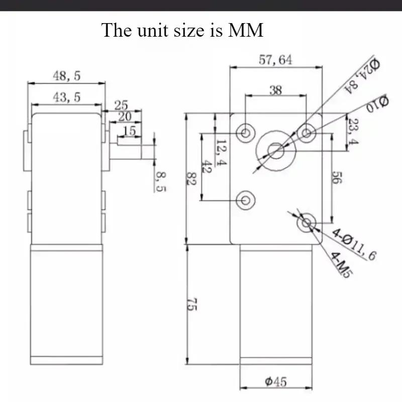 12v 24v Metal Worm Gearbox Engine Reversed Low Speed 250kg.cm Strong Torque Gearmotor Self-lock Worm Gear Motor