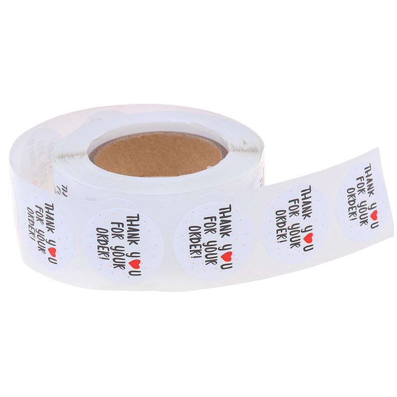 500Pcs Round Thank You For Your Order Sticker Heart Thanks For Shopping
