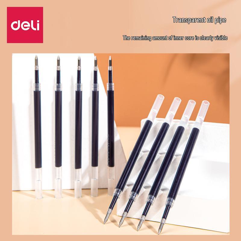 Deli Student Special 0.5mm Black Bullet Tip Refill, Smooth, Large Capacity for Exams & Signing