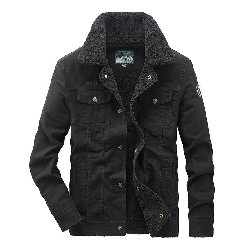 Large Size Men's Jacket Men's Middle-aged Fleece Thickened Lapel Jacket