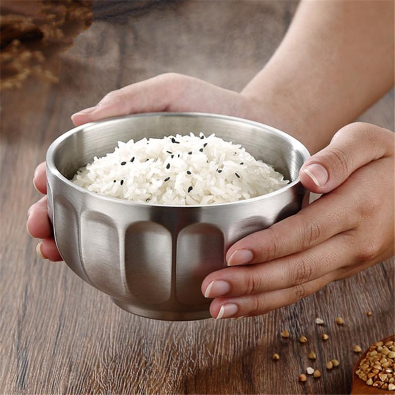 Kulatá miska s dvojitou stěnou z nerezové oceli Izolovaný rámen Ovocná polévka Misky na salát Kuchyňské nádobí Protiskluzové dno Nádoba na potraviny
