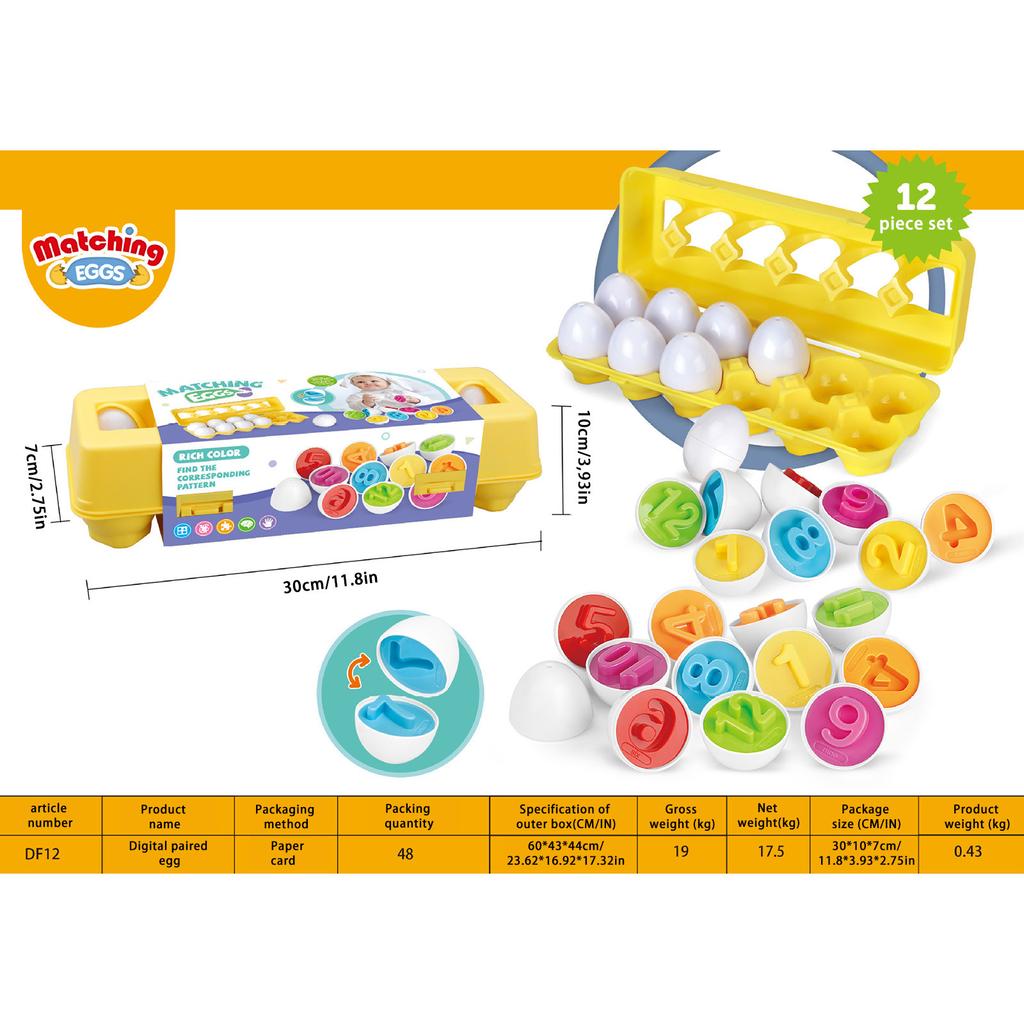 Passende Eier Puzzle-Set, 12-teiliges Sortier-Lernspielzeug, Lernspiel zur Feinmotorik, reisefreundliche Geschenkidee