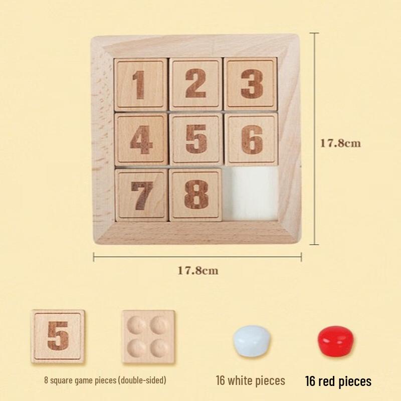 Brangdy 2-in-1 Wooden Number Puzzle & Board Game Set