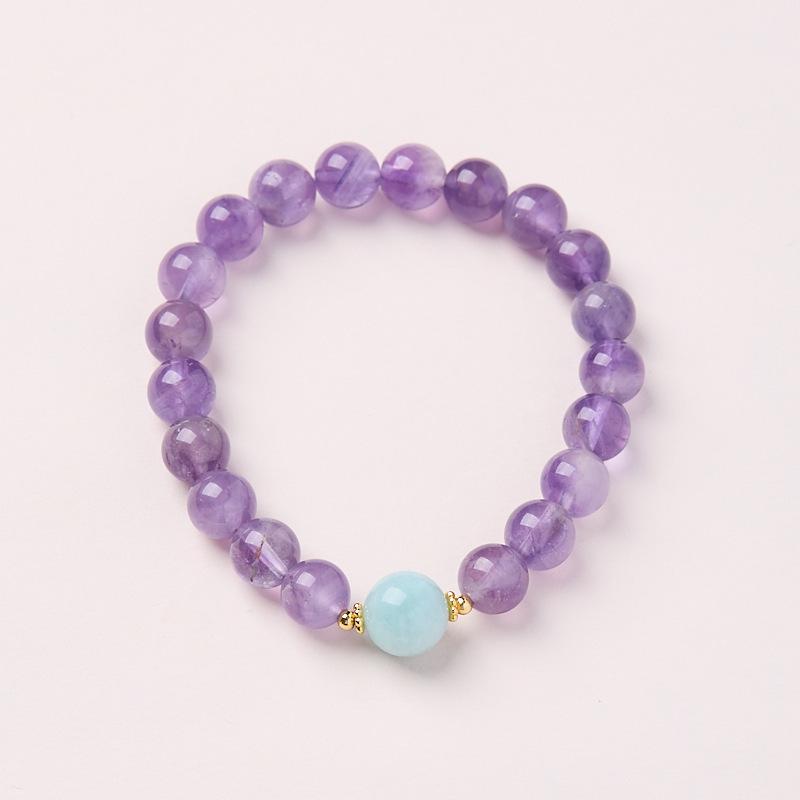 Xiaohongshu Natural 8MM Amethyst Bracelet - Elegant Purple Lavender Beaded Design for Women