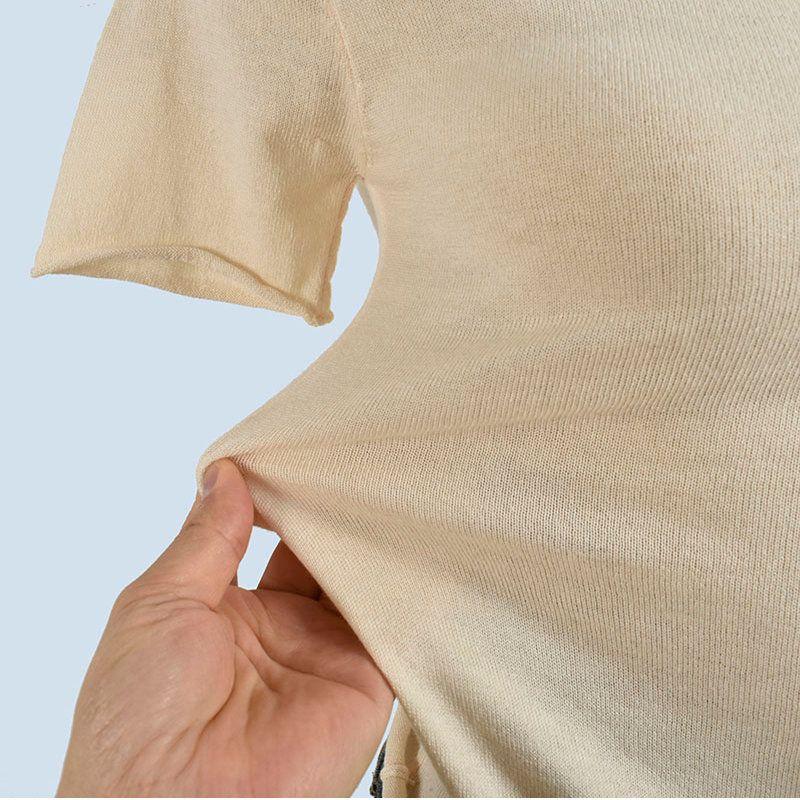 Six Fleece Knit Half-high Collar Short Sleeve T-shirt Bottoming Shirt Women Summer Simple Slim Fit Outer Wear Pullover Top