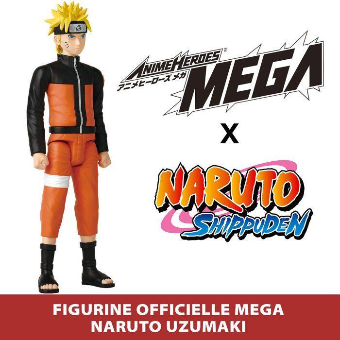 Grande Figurine articulée - BANDAI - Anime Heroes - Naruto Shippuden - Figurine Anime Heroes Mega 30 cm - Naruto Uzumaki
