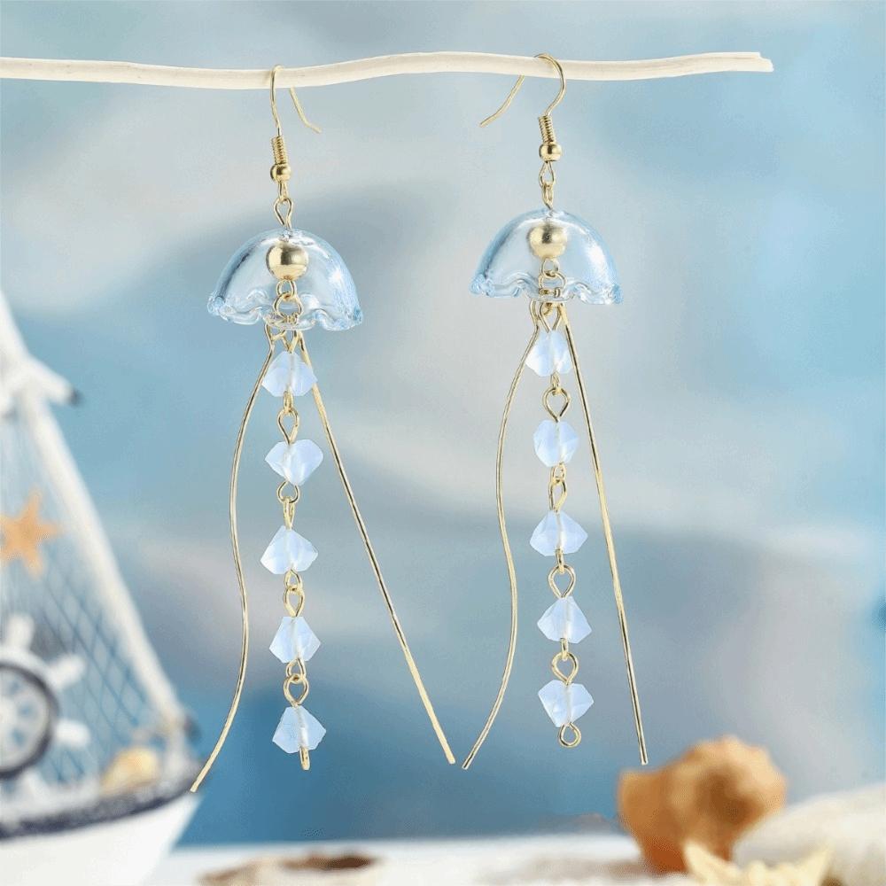 

1Pair Dreamy Long Pendant Earrings Elegant Earrings Jellyfish Tassel Earrings Jewelry Accessories небо синє кольору
