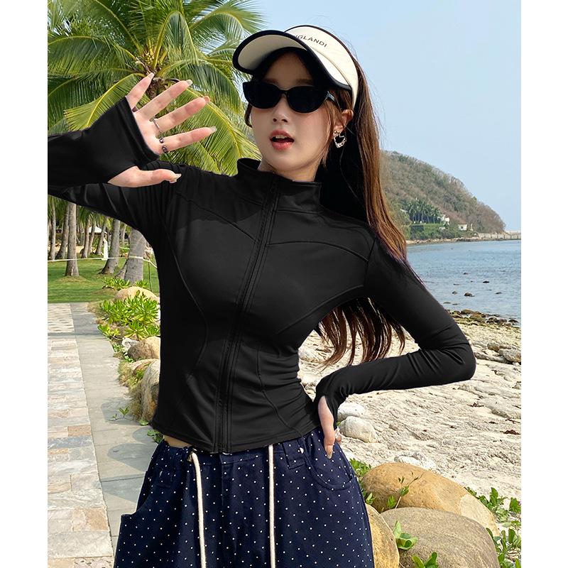 Sunscreen Clothes Yoga Clothes Zipper Fashion Sports Jacket Running Training Long Sleeves Slim Skinny Fitness Top Quick Drying