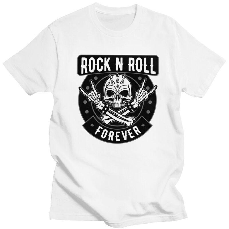 Custom Heavy Metal Rock N Roll Skull Tshirt for Men Short Sleeve T Shirt Cool Tshirts Slim Fit 100 Cotton Tee Gift