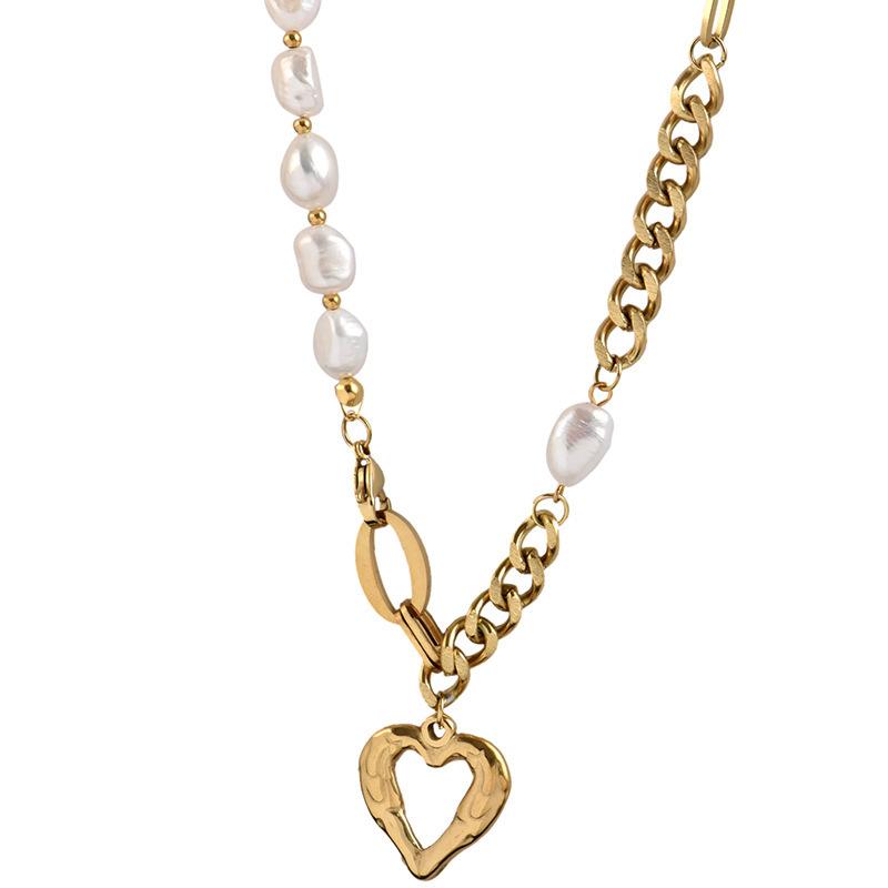Ladies Titanium Steel Hollow Love Heart Pendant Necklace Jewelry one size