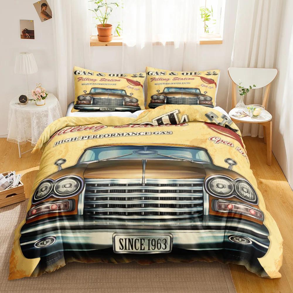 Truck Duvet Cover Set Blue Equipment Trucks Duvet Cover Full Boys Gifts Bedding Set Polyester Comforter Cover Kids Cartoon Car