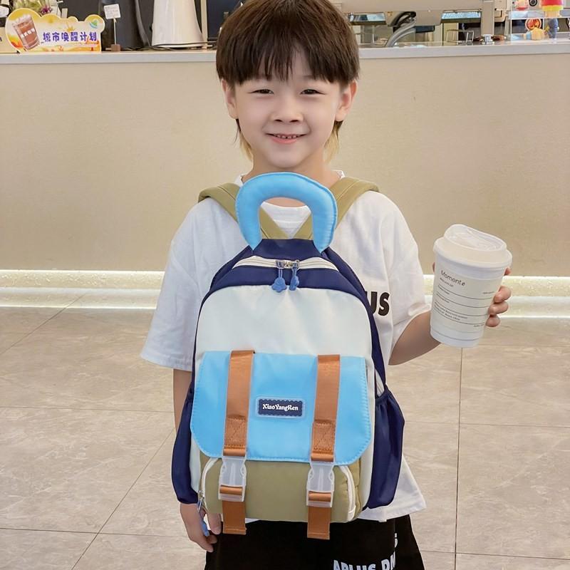 Trendy Korean Style Dual Color School Backpack For Kids With Breathable Nylon Fabric