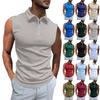 Men's Collared 1/4 Zip-up Top Casual Sports Sleeveless Vest