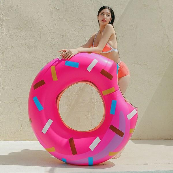 Week Nine Donut Tube Water Play Equipment Large Tube, Strawberry Donut, 1 Piece, Korean water fun items