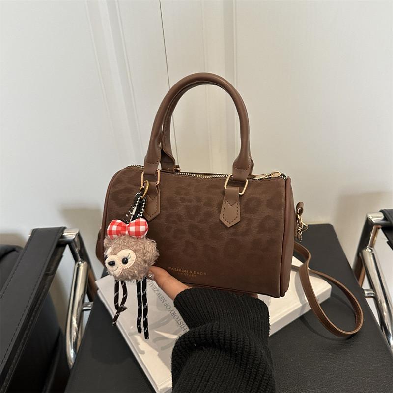 Leopard Print Vintage Small Shoulder Bag With Zipper For Daily Casual Use