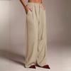 Women's Ffashionable Color Pocket Tie Loose Casual Suit Pants Commuting Straight Leg Casual Pants