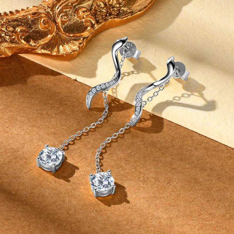 Anziw 925 Moissanite Star Tassel Drop Dangle Earrings for Women Real S925 Silver Studs Earrings Certified Fine Jewelry Gift Girl