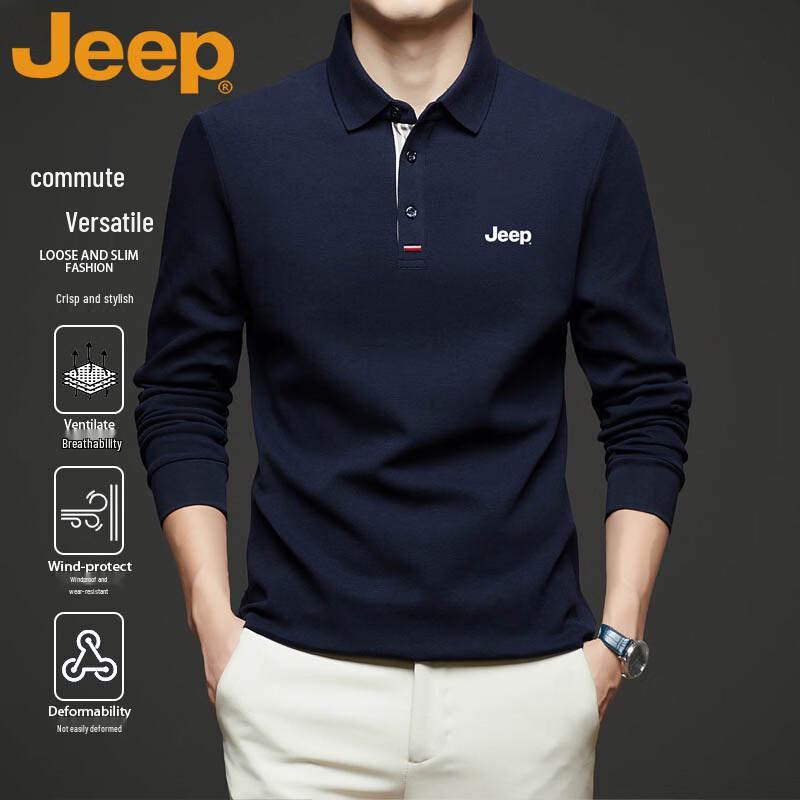 Jeep Men's Long Sleeve Polo T-Shirt